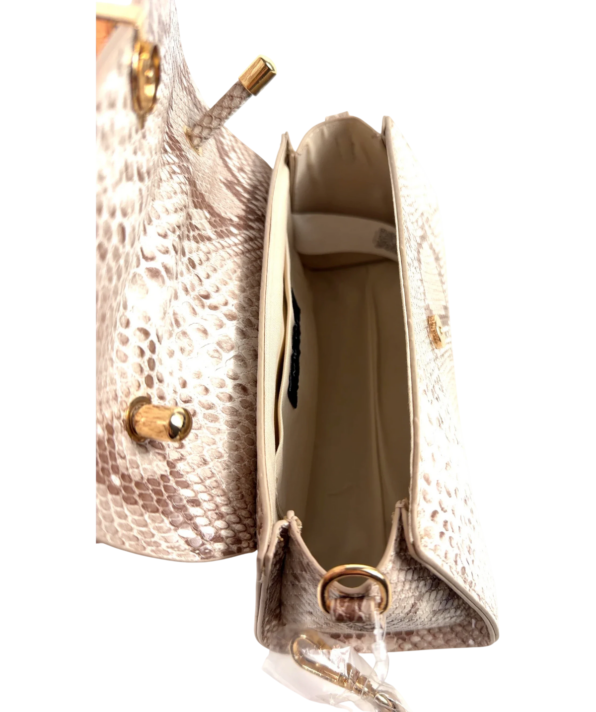 New Look Beige Snakeskin Handbag One Size — Interior