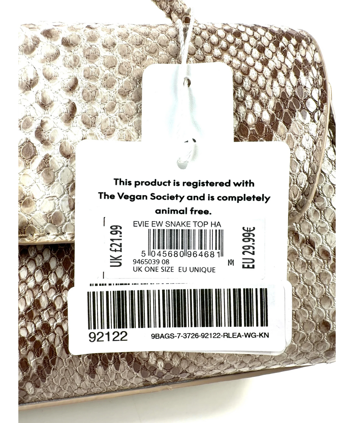New Look Beige Snakeskin Handbag One Size — Size