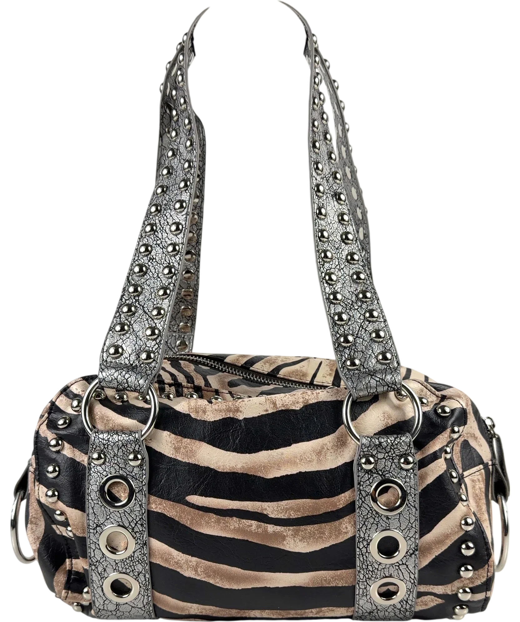 Jaded London Black Marza PU Leather Studded Bag — front