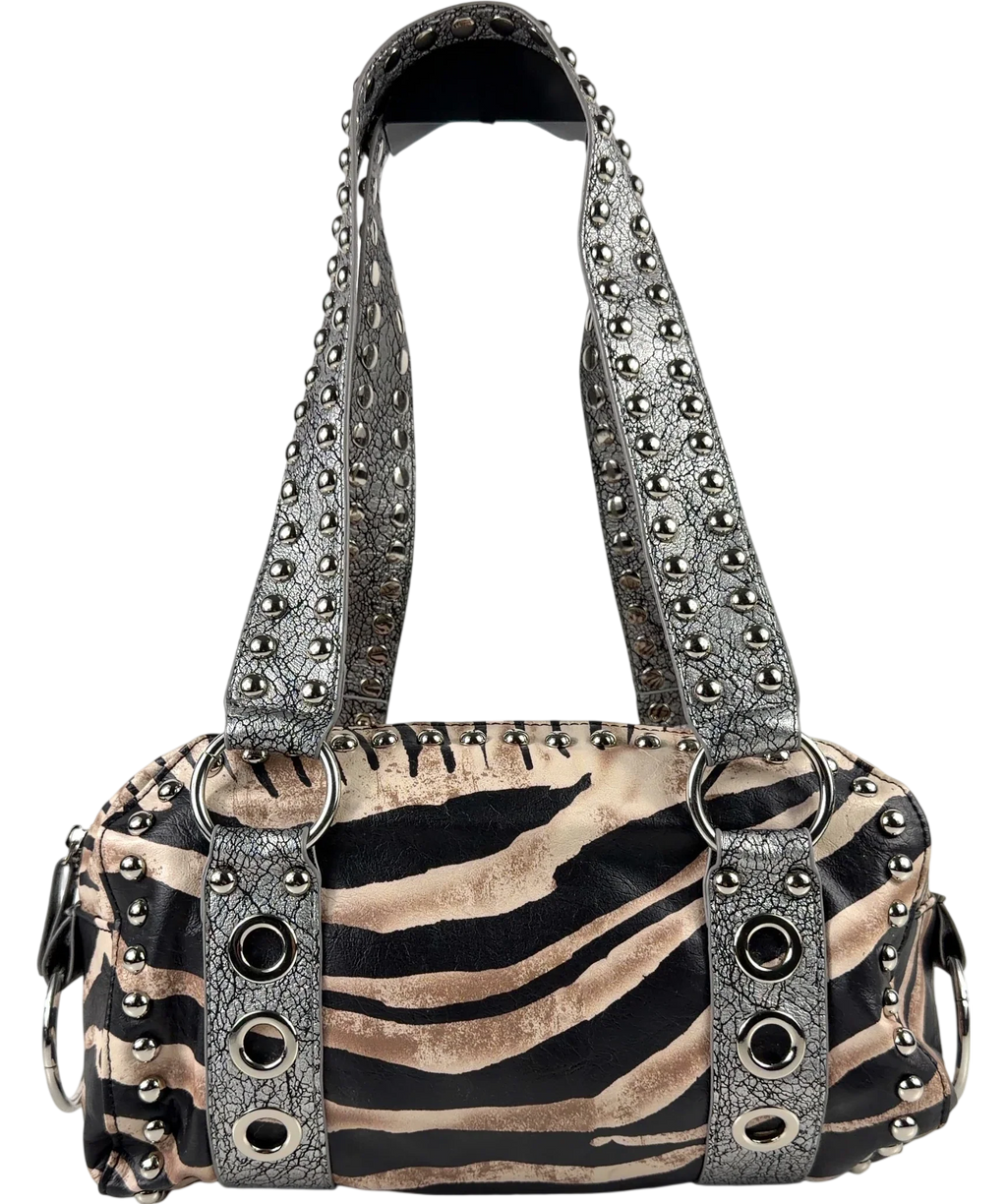 Jaded London Black Marza PU Leather Studded Bag — back