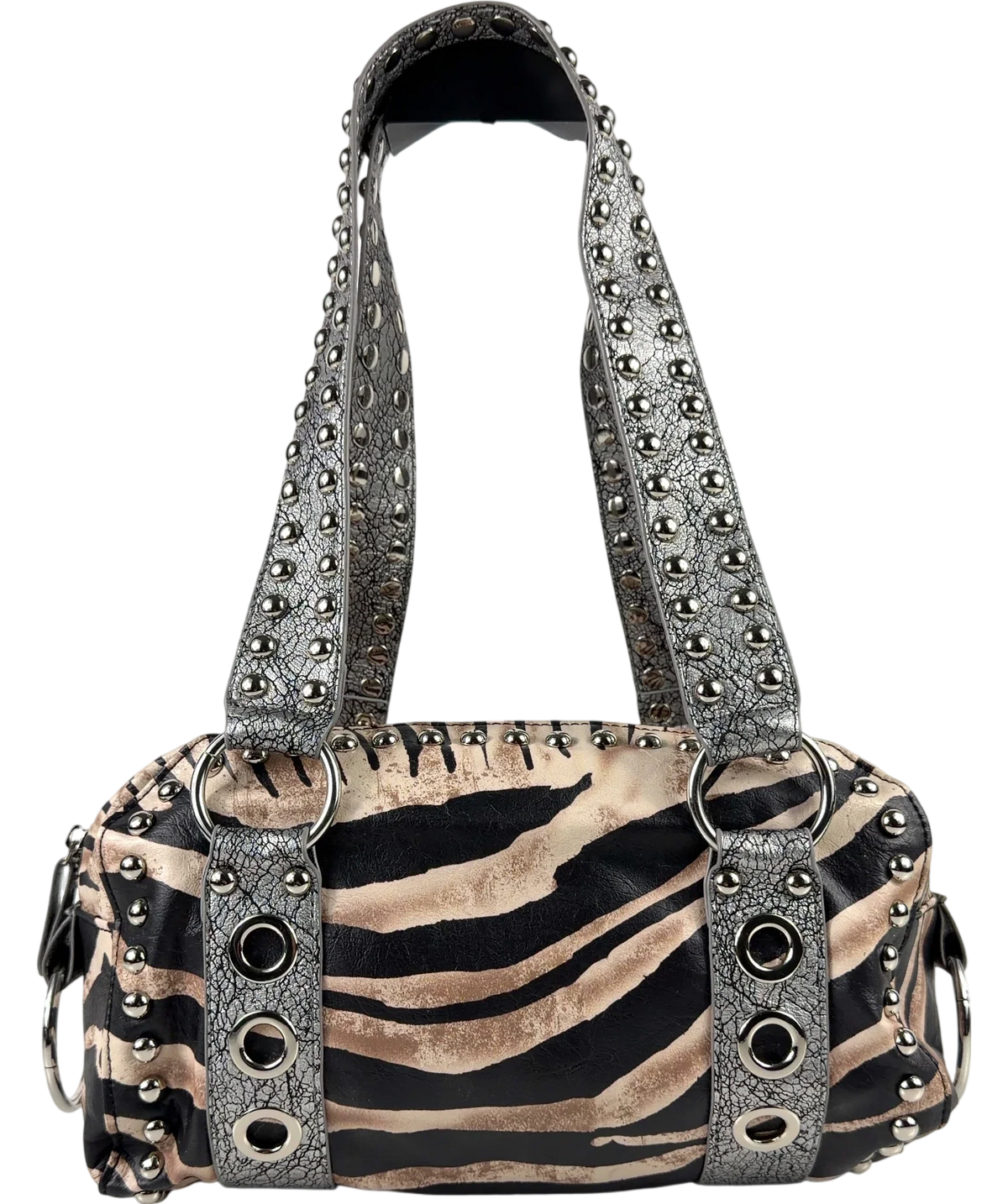 Jaded London Black Marza PU Leather Studded Bag — back