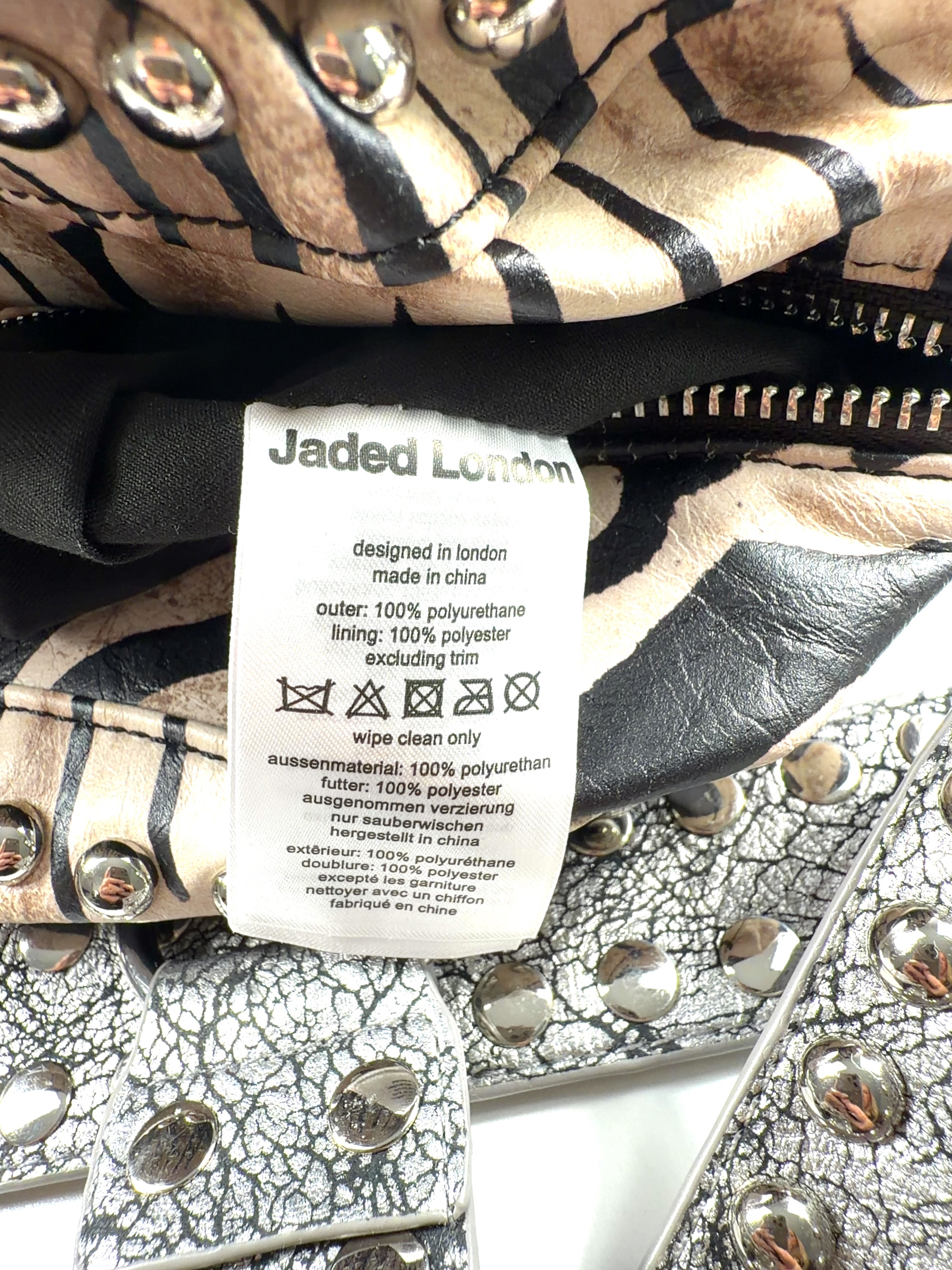 Jaded London Black Marza PU Leather Studded Bag — label