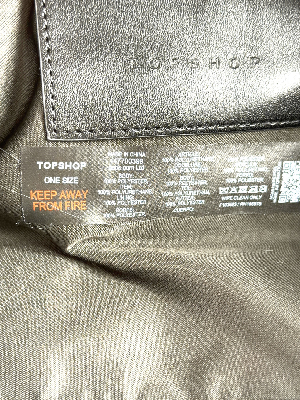 TOPSHOP Cream Colour — care label