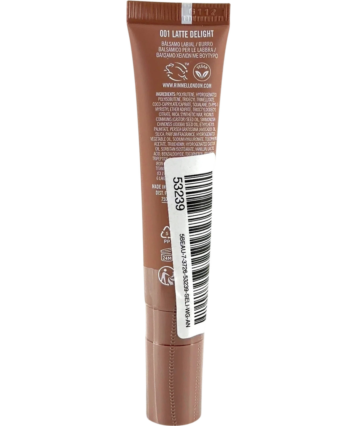 Rimmel 001 LATTE DELIGHT OH MY GLOSS! BUTTER ME UP, size 15ml — back