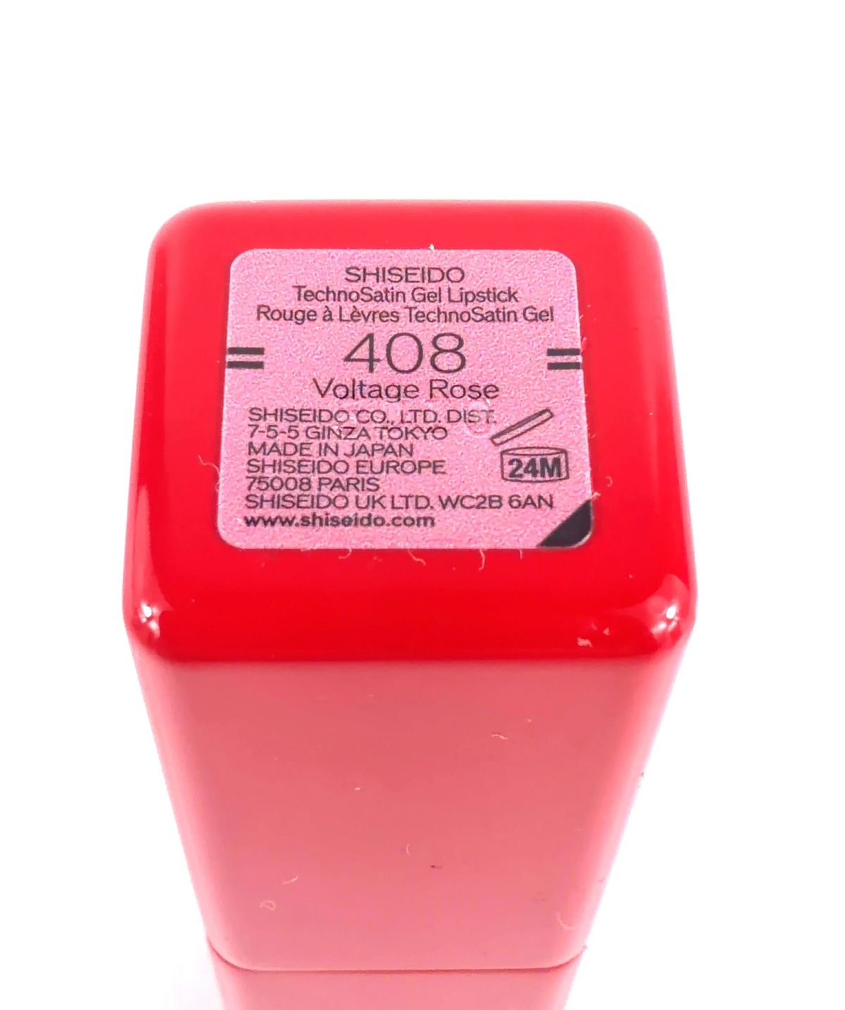 Shiseido 408 Voltage Rose TechnoSatin Gel Lipstick, size 1 — care label