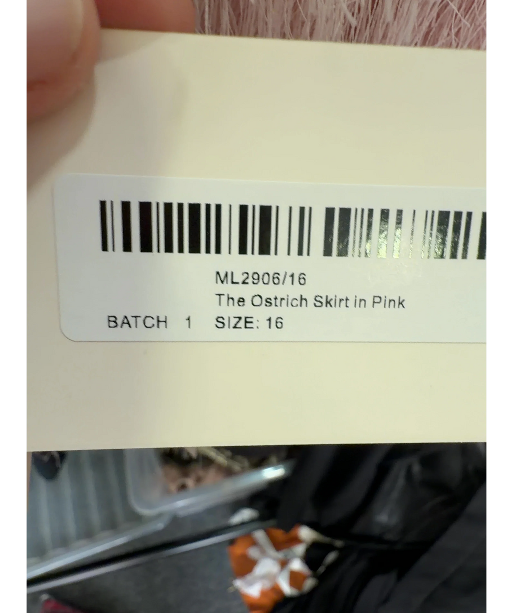 Mars the Label Pink The Ostrich Skirt, size UK 16 — label