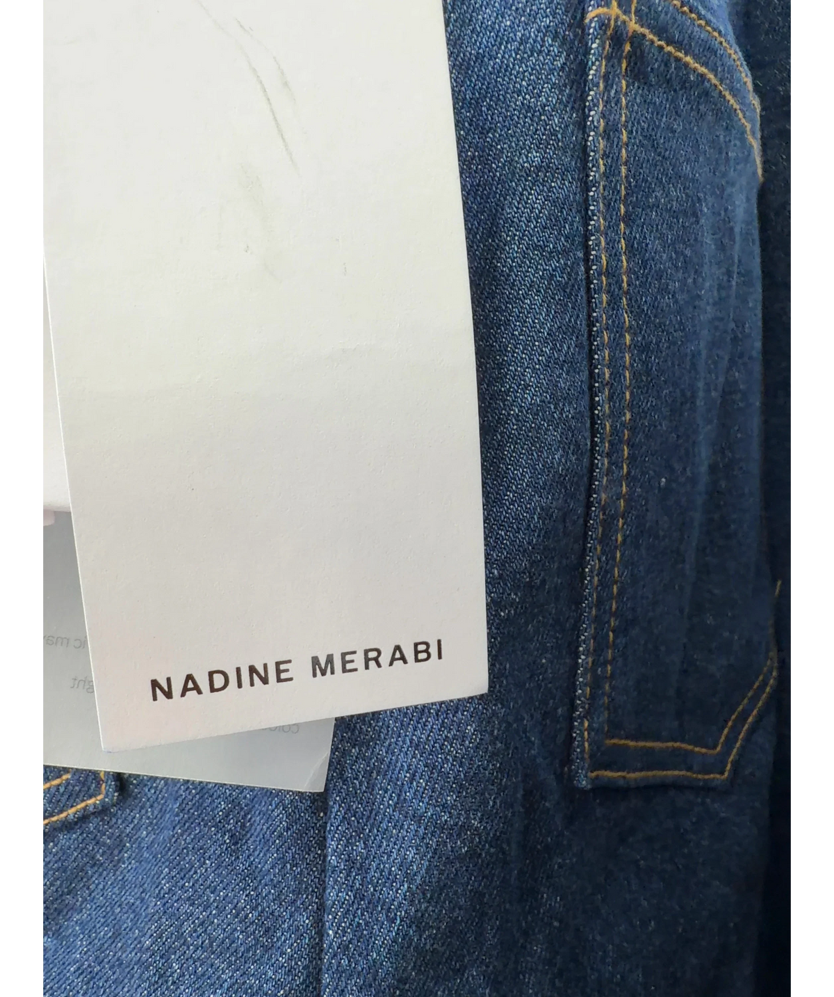NADINE MERABI Blue Kendra Dark Denim Trousers, size UK S — detail