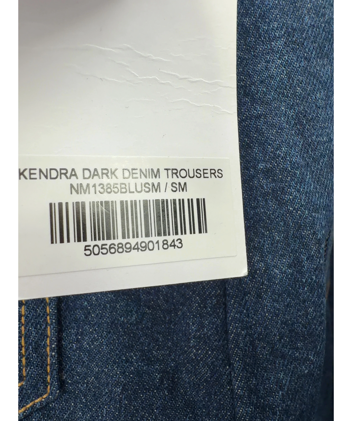 NADINE MERABI Blue Kendra Dark Denim Trousers, size UK S — label
