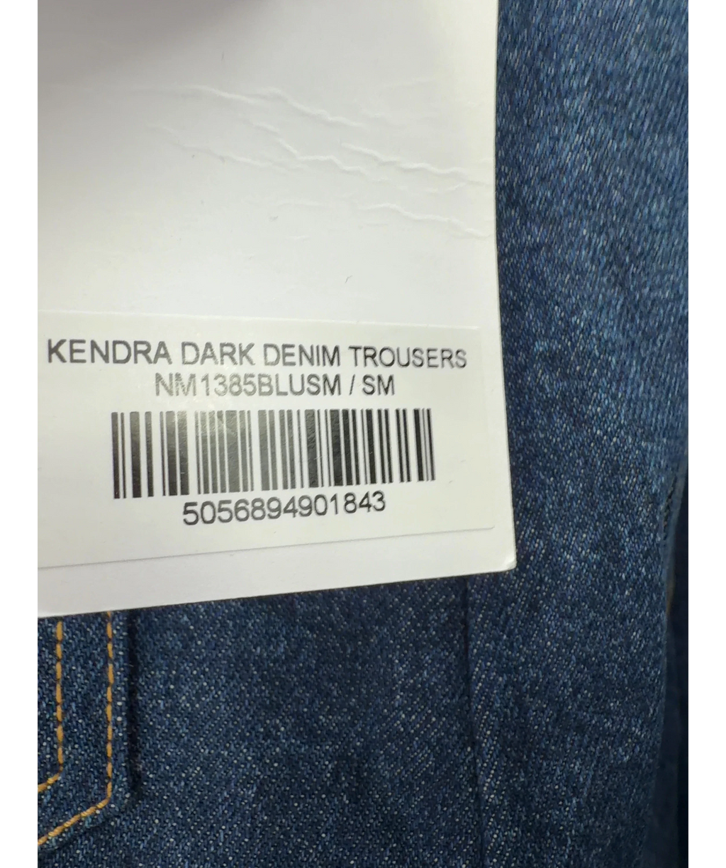 NADINE MERABI Blue Kendra Dark Denim Trousers, size UK S — care label
