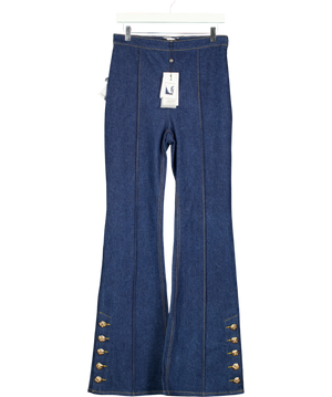 Nadine Merabi Kendra Dark Denim Trousers Blue And Brown Uk S