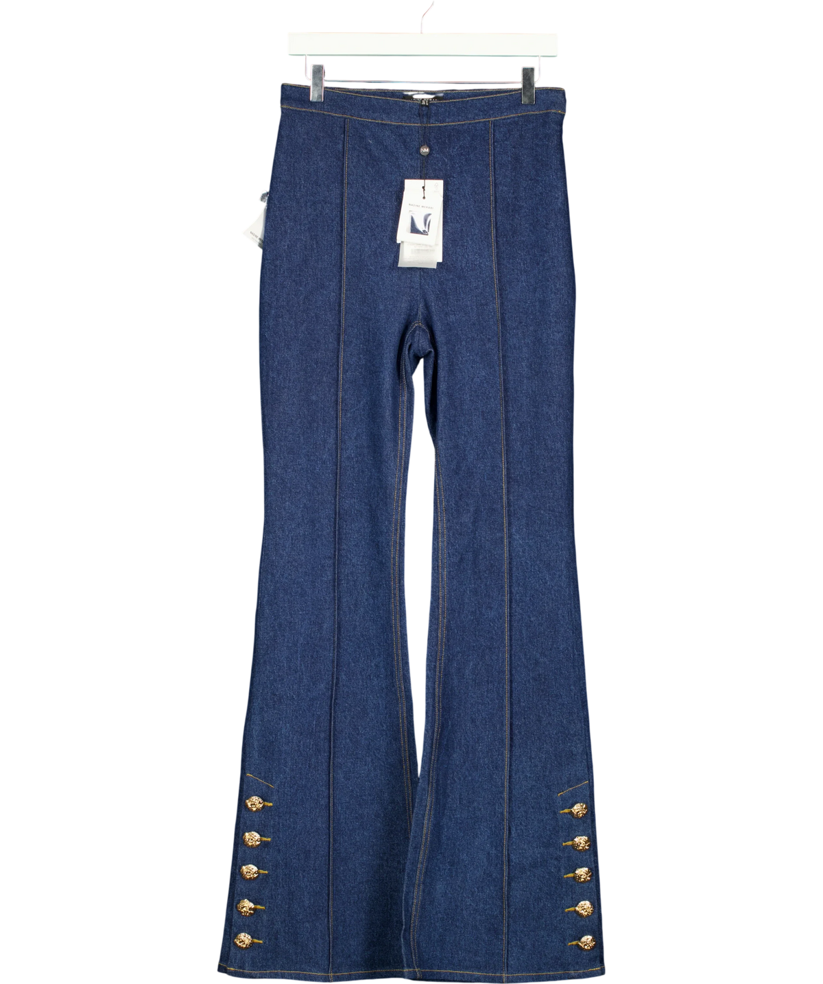 NADINE MERABI Blue Kendra Dark Denim Trousers, size UK S — front