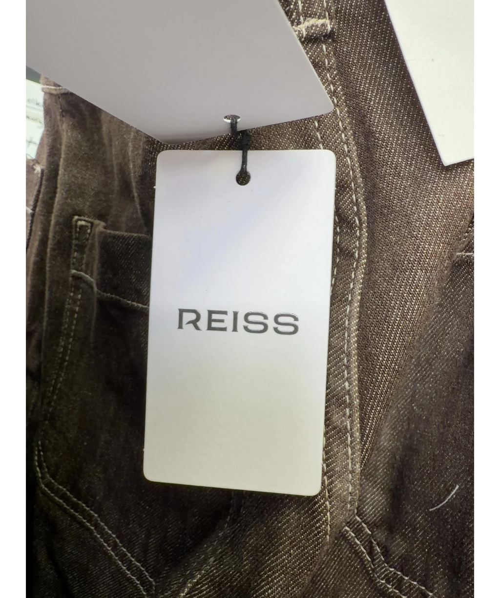 REISS Brown Sakura Patch-Pocket Flared Jeans, size W27 — detail