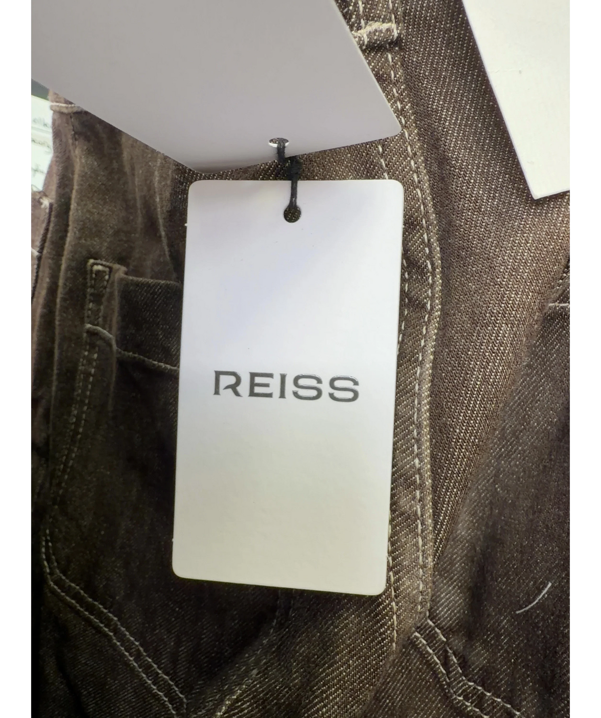 REISS Brown Sakura Patch-Pocket Flared Jeans, size W27 — detail