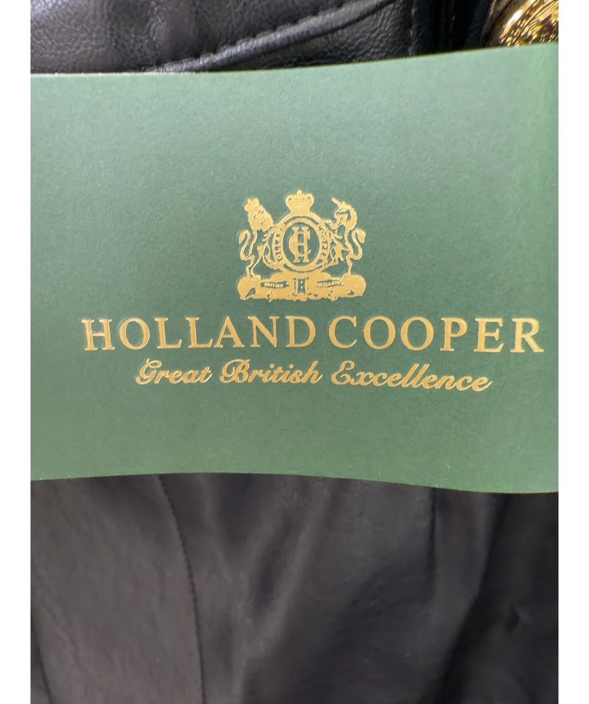 HOLLAND COOPER Black High Waisted Faux Leather Trouser, size UK 10 — detail