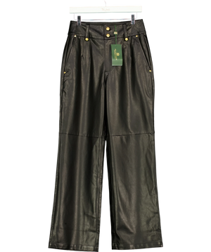 Holland Cooper Black High Waisted Faux Leather Trouser  UK 10