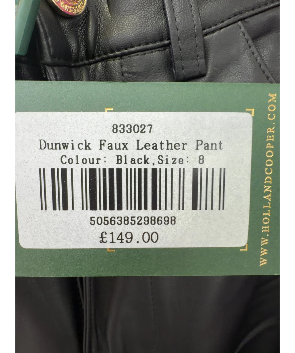 HOLLAND COOPER Black Dunwick Faux Leather Pant, size UK 8 — label