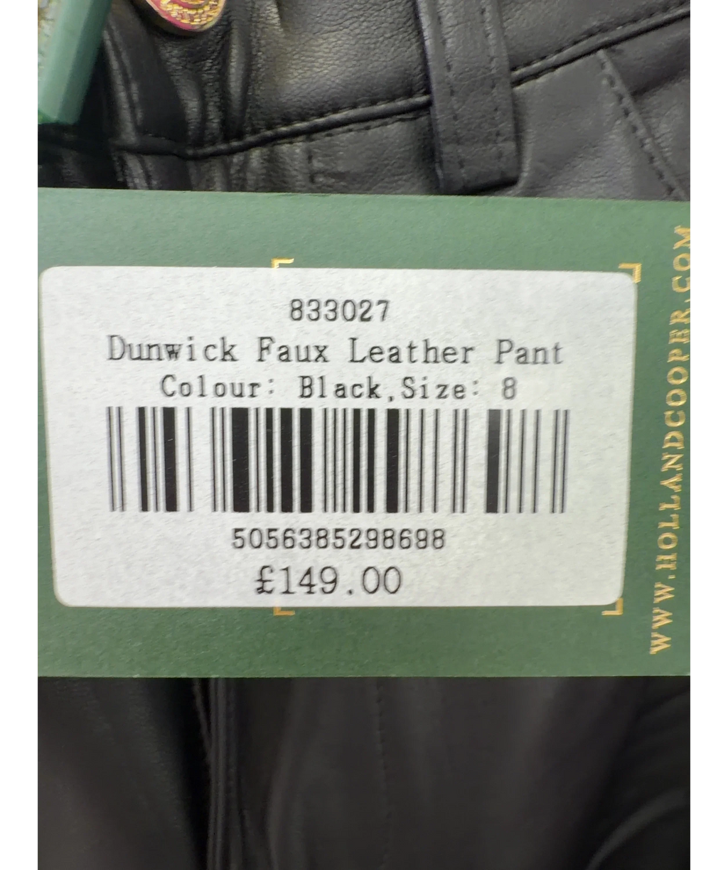 HOLLAND COOPER Black Dunwick Faux Leather Pant, size UK 8 — care label