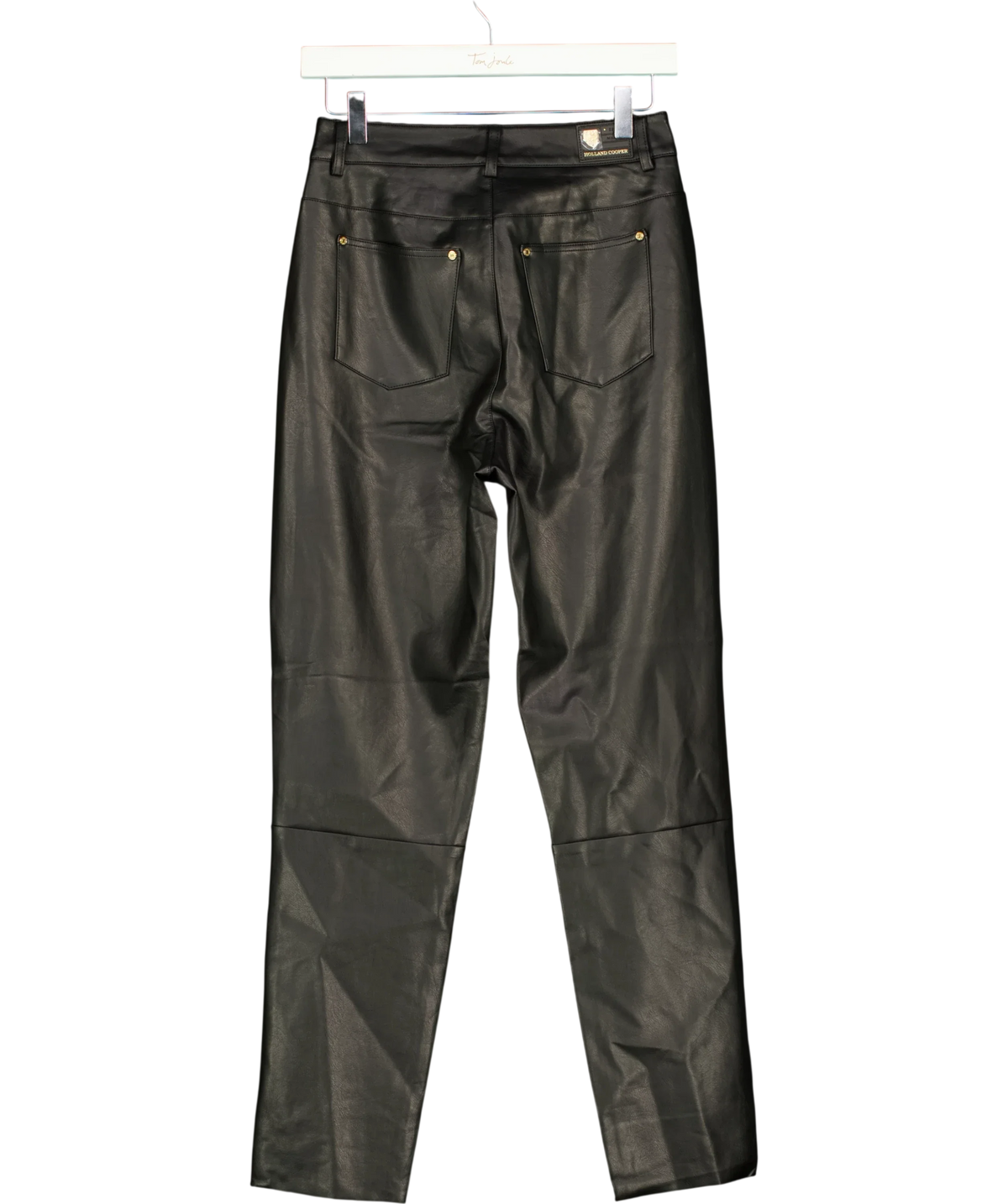 HOLLAND COOPER Black Dunwick Faux Leather Pant, size UK 8 — back