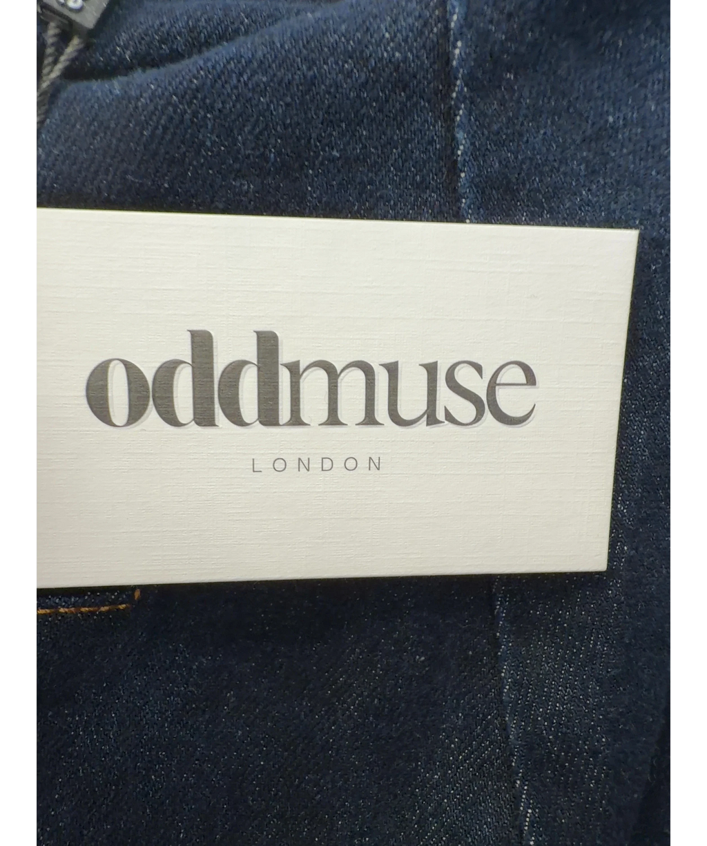ODD MUSE Blue Denim Wide Leg Trousres, size UK S — detail