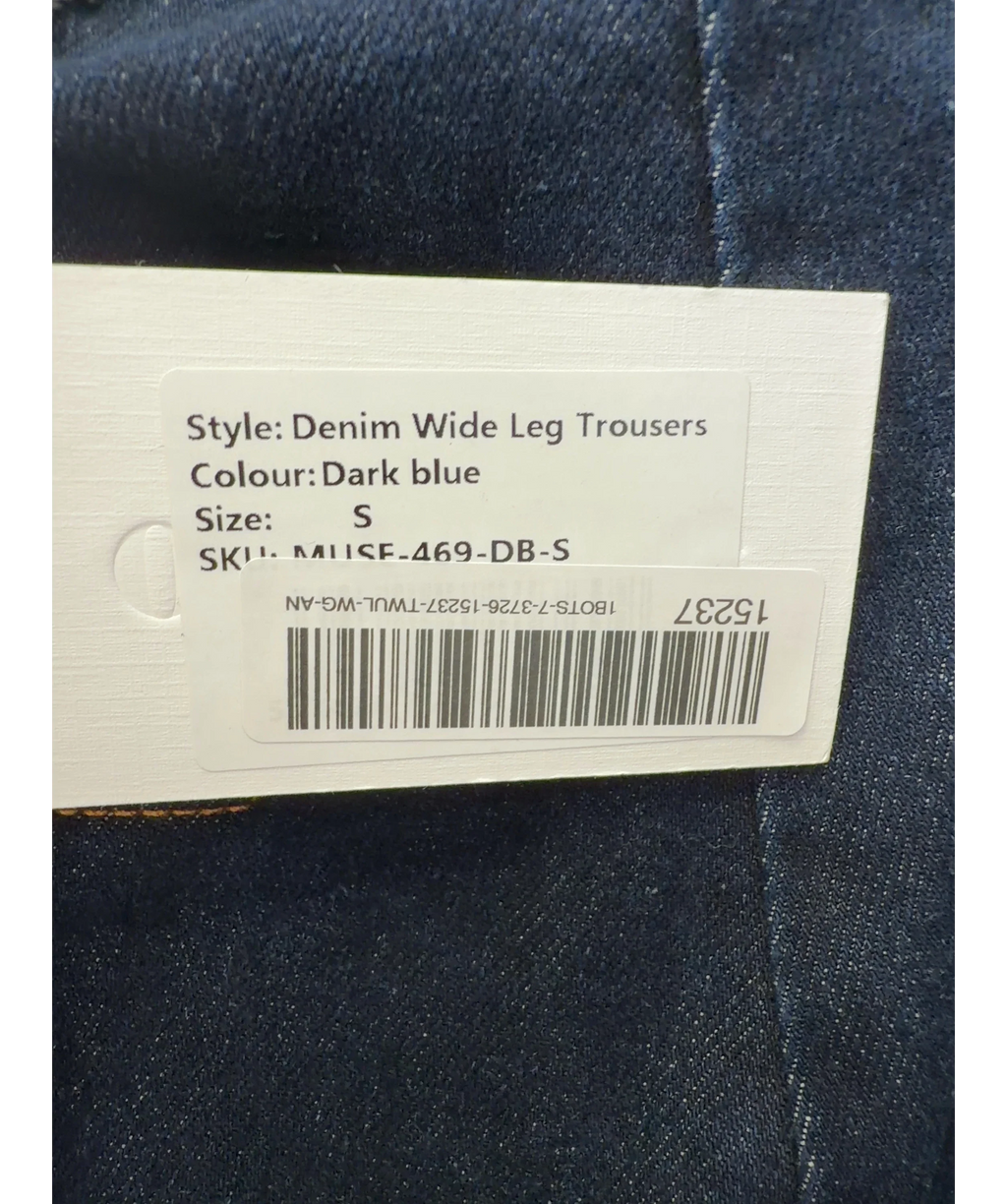 ODD MUSE Blue Denim Wide Leg Trousres, size UK S — label