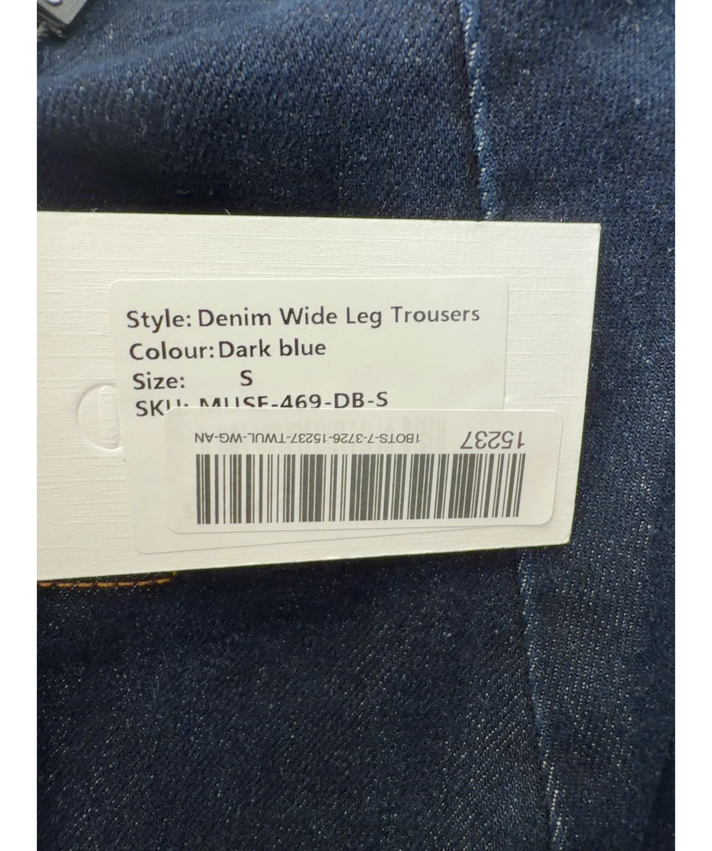 ODD MUSE Blue Denim Wide Leg Trousres, size UK S — care label