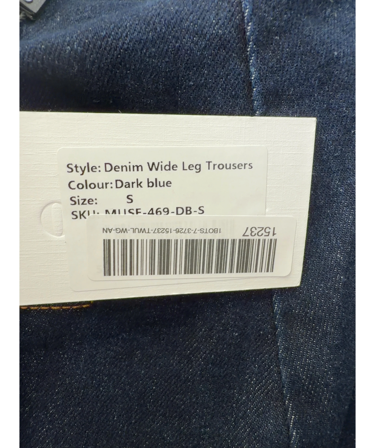 ODD MUSE Blue Denim Wide Leg Trousres, size UK S — care label