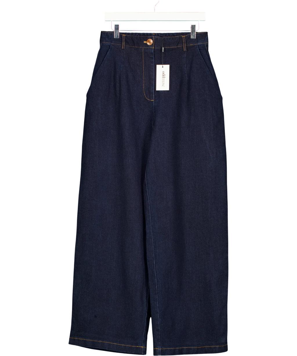 ODD MUSE Blue Denim Wide Leg Trousres, size UK S — front