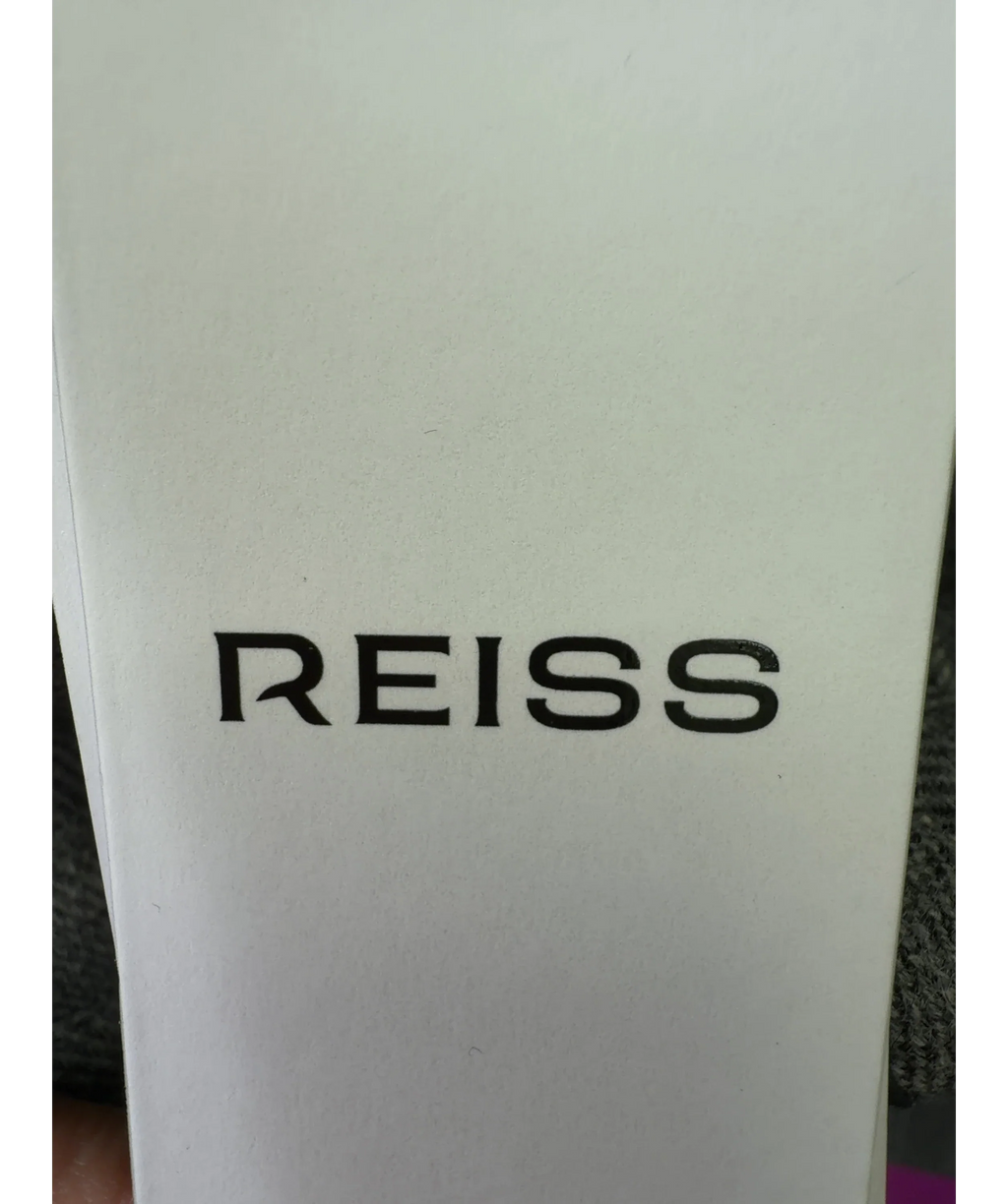 REISS Grey pinstripe midi skirt, size UK 8 — detail