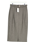 REISS Grey pinstripe midi skirt, size UK 8 — front