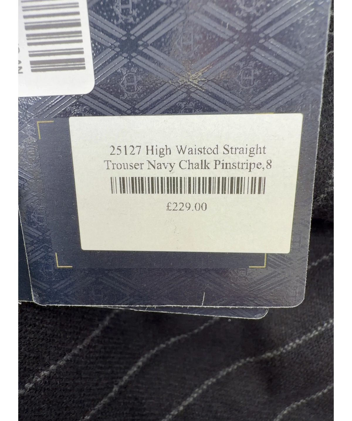 HOLLAND COOPER navy High Waisted Straight Trouser, size UK 8 — care label