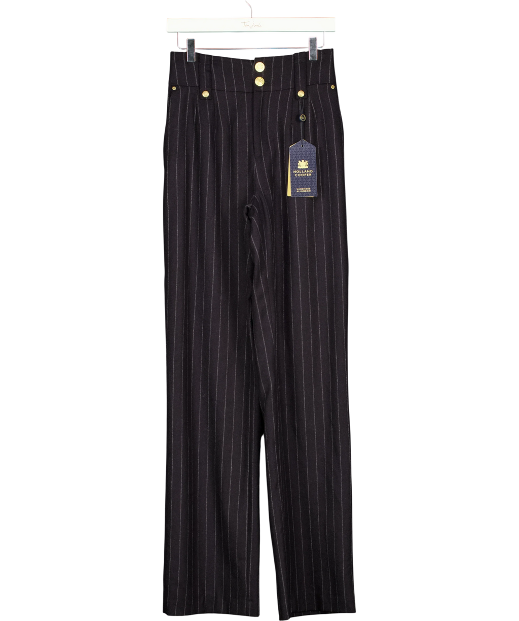 HOLLAND COOPER navy High Waisted Straight Trouser, size UK 8 — front