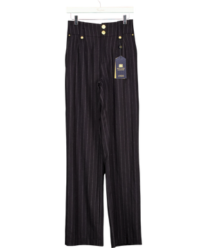 Holland Cooper Navy Stripe High Waisted Straight Leg Wool  Trouser  UK 8