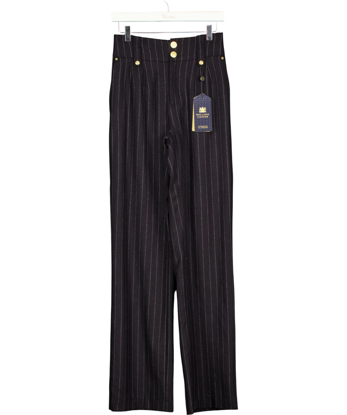 HOLLAND COOPER navy High Waisted Straight Trouser, size UK 8 — front