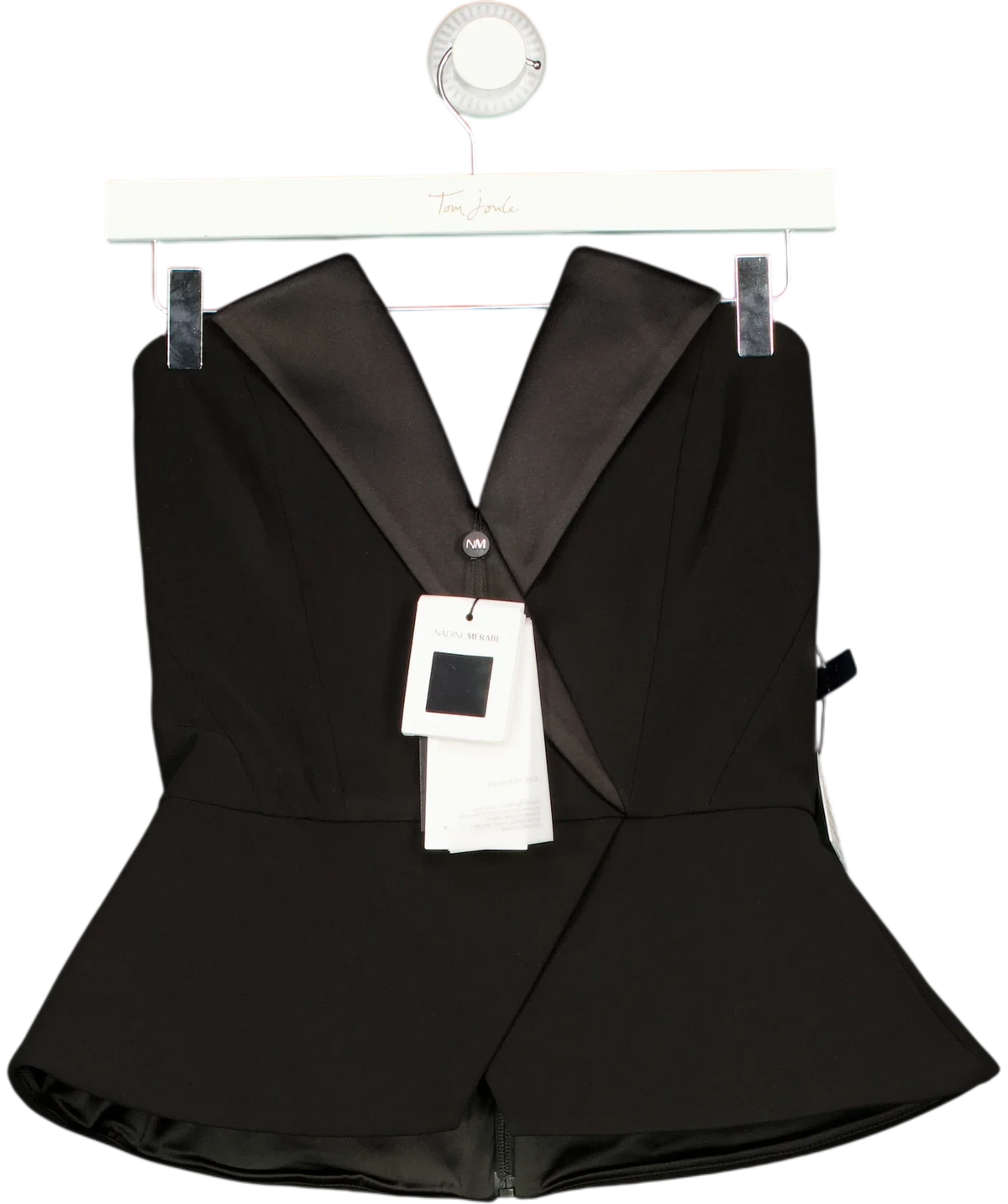 NADINE MERABI Black Taylor Black Top, size UK 8 — front