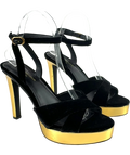 Kurt Geiger Black Gloria Cross Sandal, size UK 6 EU 39 👠 — front
