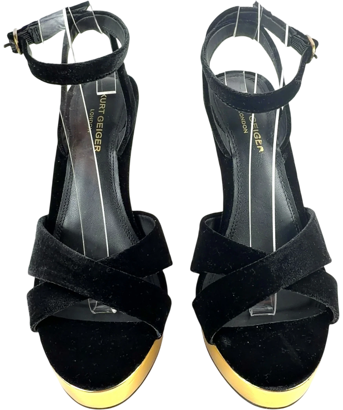 Kurt Geiger Black Gloria Cross Sandal, size UK 6 EU 39 👠 — detail