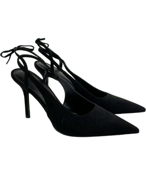 Charles & Keith Black Pointed Bow Stiletto Heels UK 8