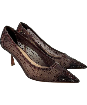 Dune Brivelle Brown Mesh Rhinestones Heels UK 6 EU 39