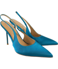 KAREN MILLEN Blue Satin Slingback Heeled Shoe, size UK 8 EU 41 👠 — front