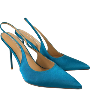 Karen Millen Satin Slingback Heeled Shoe Blue UK 8