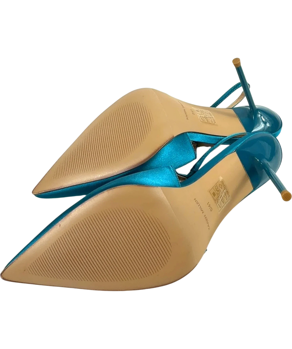 KAREN MILLEN Blue Satin Slingback Heeled Shoe, size UK 8 EU 41 👠 — view 8