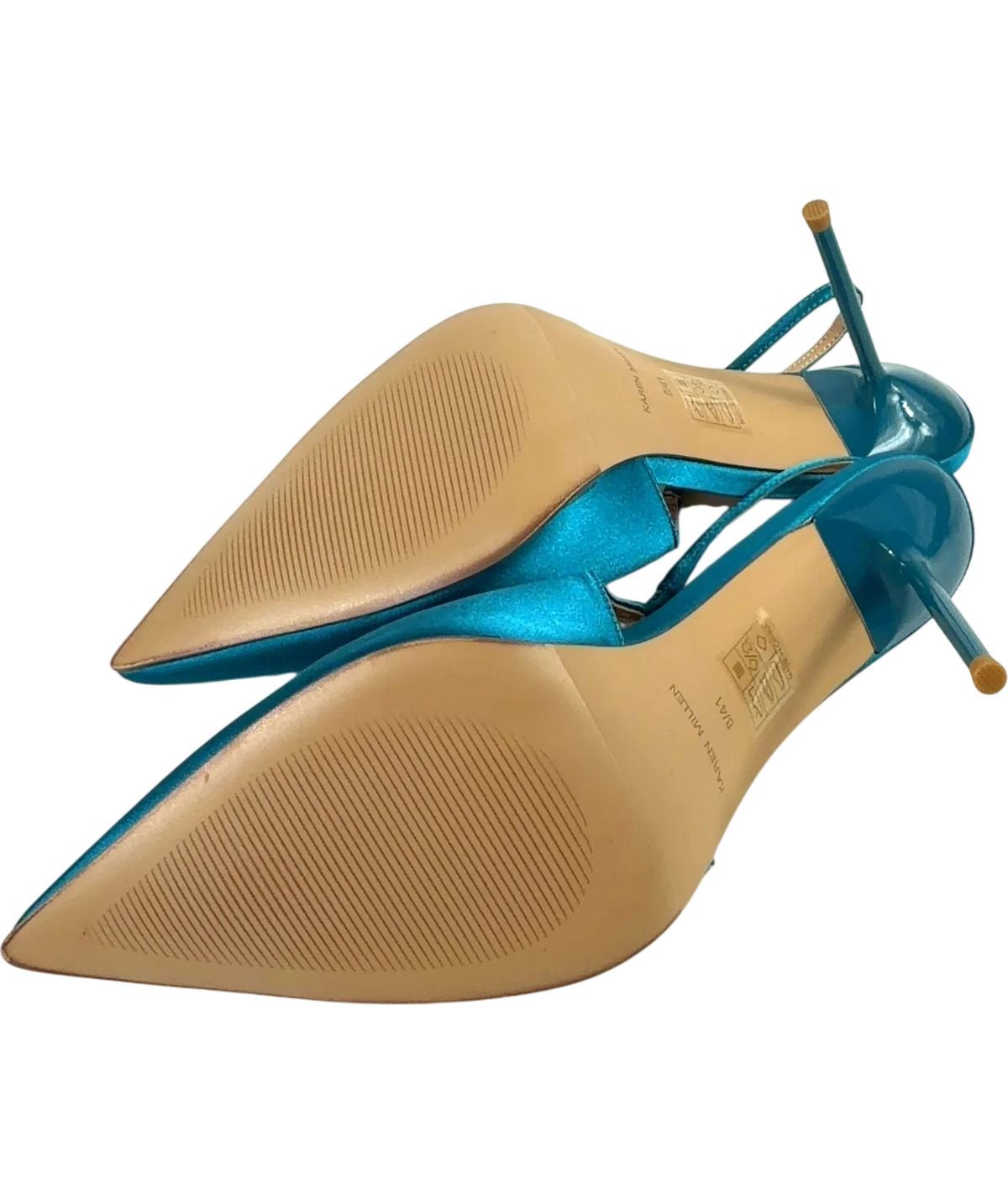 KAREN MILLEN Blue Satin Slingback Heeled Shoe, size UK 8 EU 41 👠 — view 8