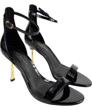 Kurt Geiger  London Bank Drench Black Patent Heeled Sandals  UK 6