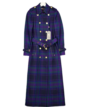 Holland Cooper Black Tartan Trench Coat UK 8