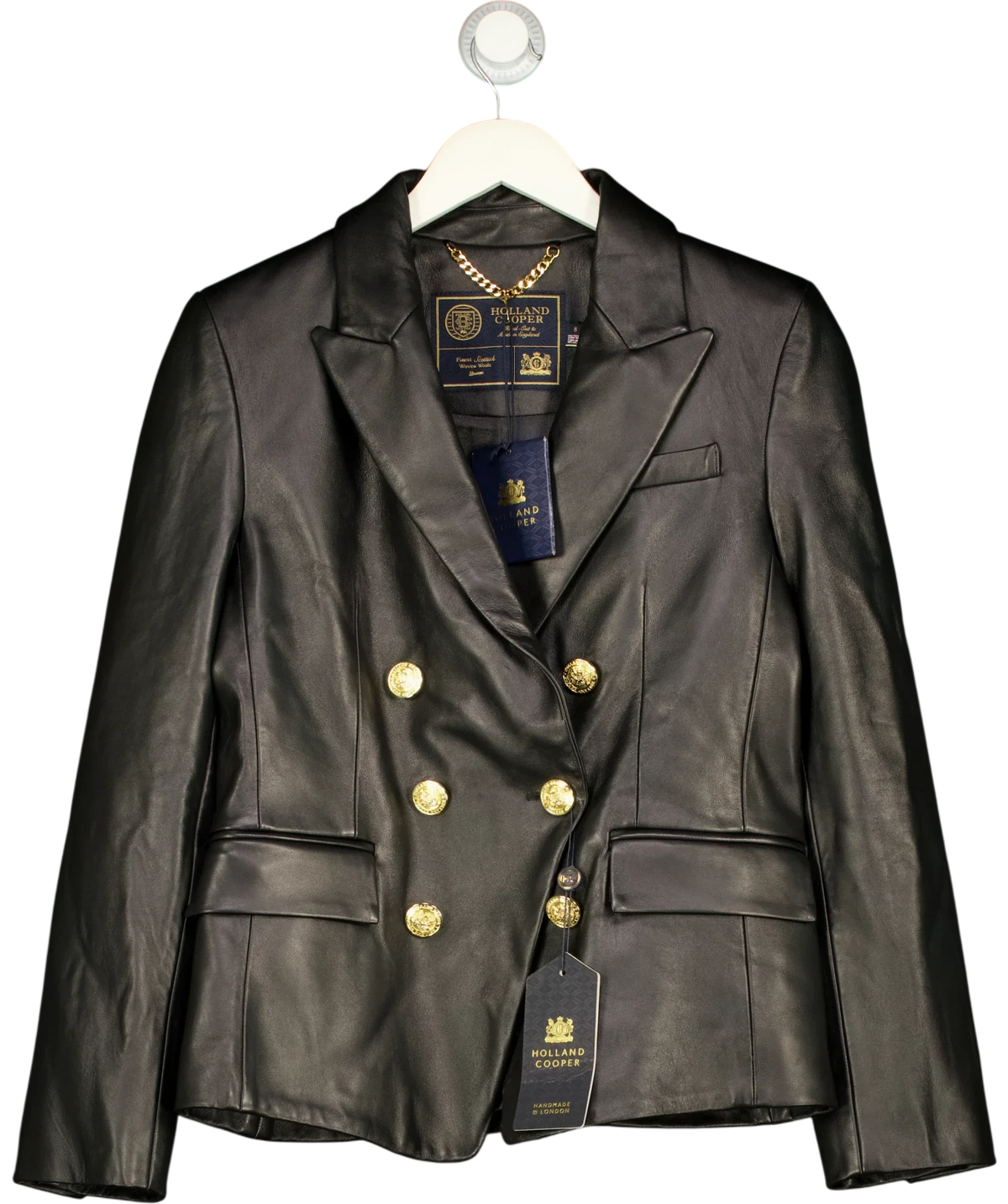 HOLLAND COOPER Black 27462 Knightsbridge Blazer Valencia Leather Black,8, size UK 8 — front