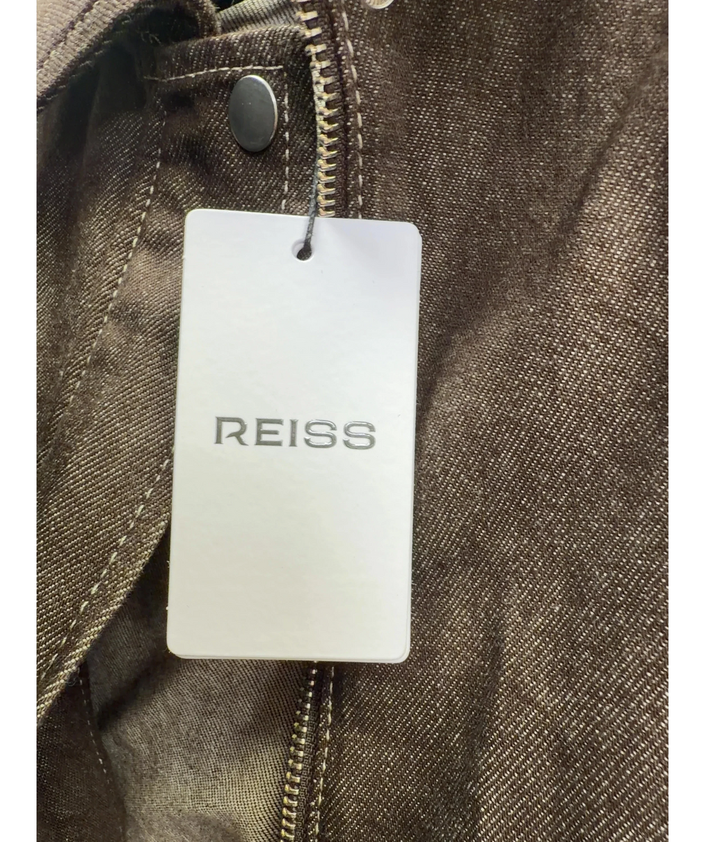 REISS Brown Blair Relaxed Denim Jacket, size UK 10 — detail