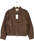 REISS Brown Blair Relaxed Denim Jacket, size UK 10 — front