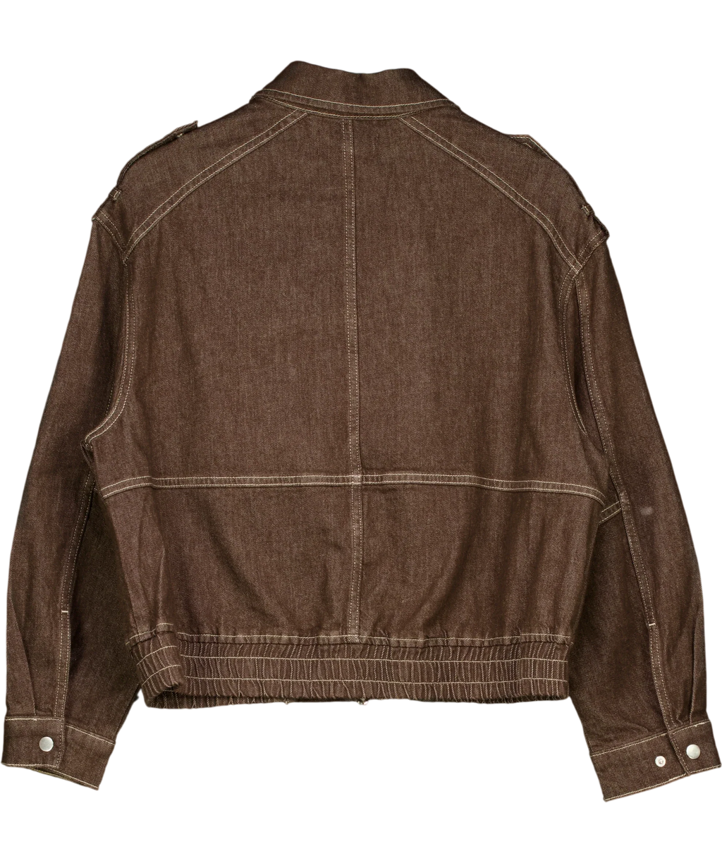 REISS Brown Blair Relaxed Denim Jacket, size UK 10 — back