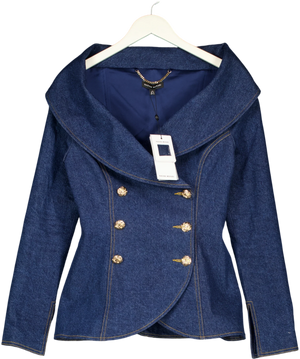 Nadine Merabi Jordan Denim Top Blue UK S/M