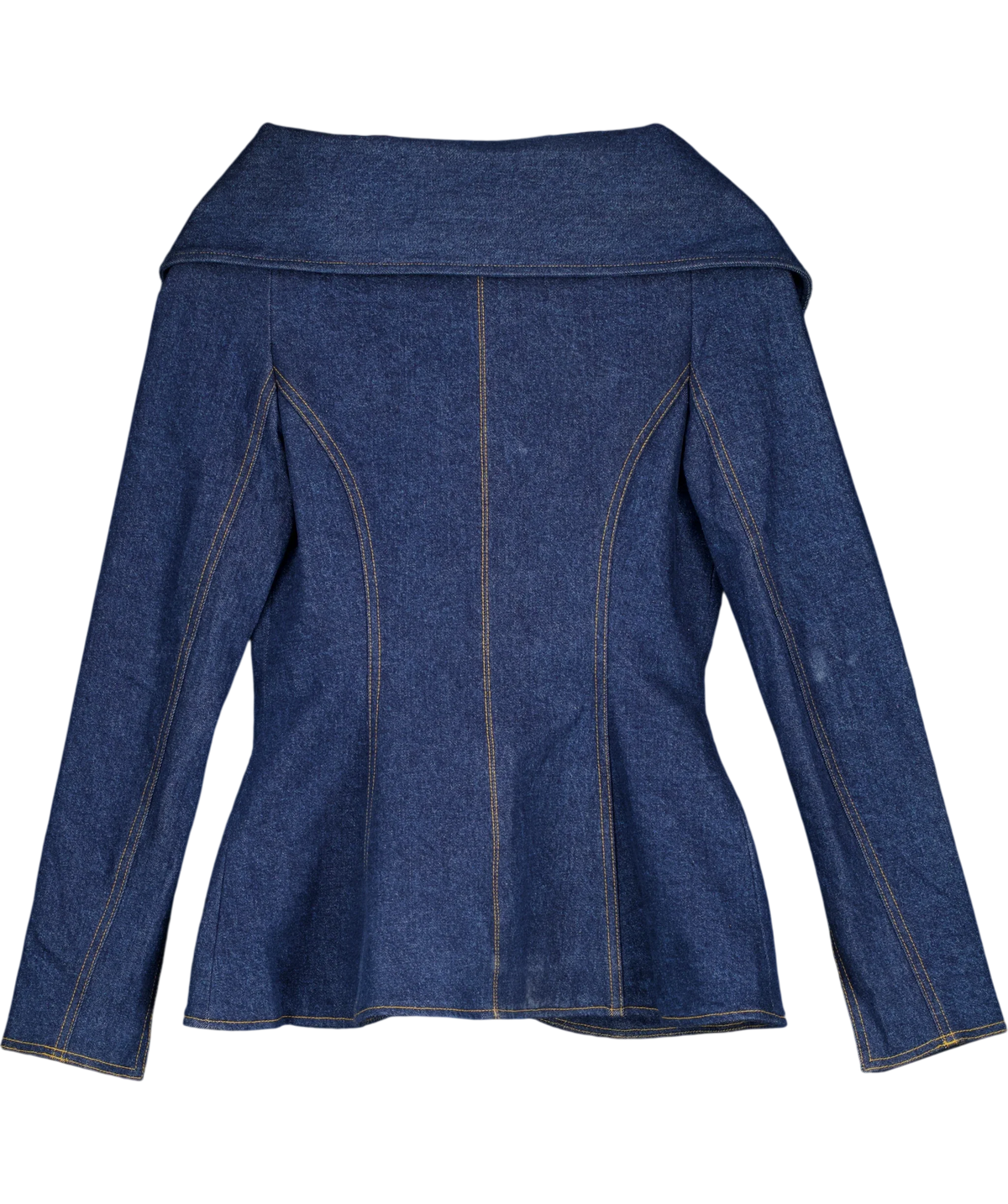 NADINE MERABI Blue Jordan Denim Top, size UK S/M — back